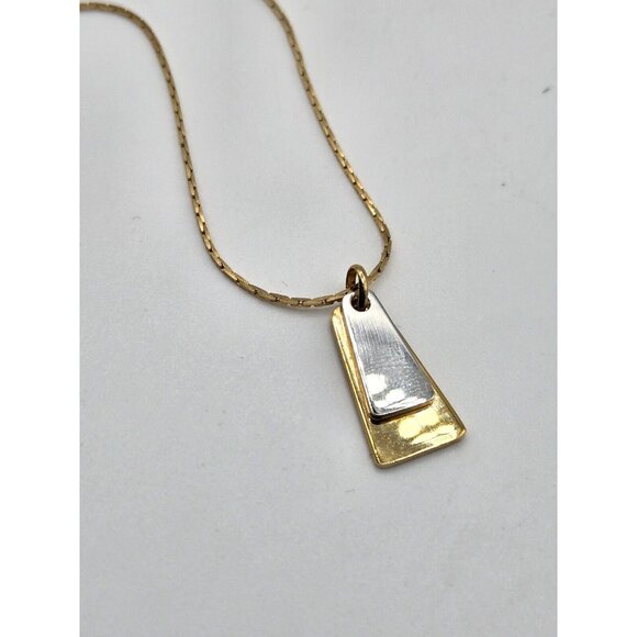 Vintage Pierre Balmain signed gold plated dog tag necklace gold and silver - Picture 5 of 9